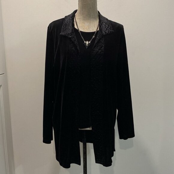 Picadilly Black Velvet Top & Cardigan Size M - Picture 6 of 16